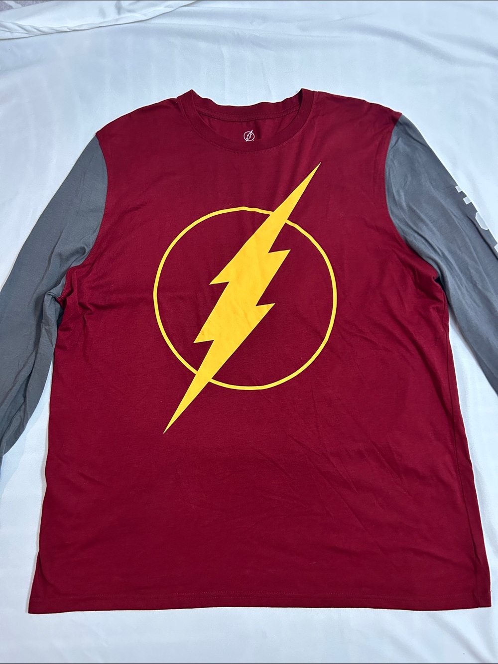 The Flash DC Lightning Bolt Long Sleeve Tee - Red & Yellow 2XL